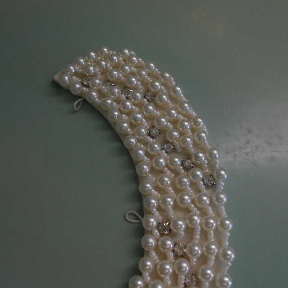 Vintage Ivory Lace Collar & Beaded Neck Collar Dress Sweater Accessory - Picture 8 of 11